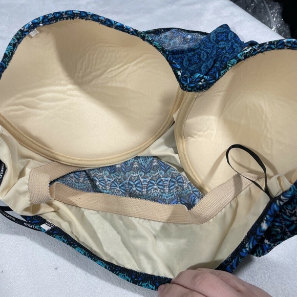 NWT Miraclesuit [ 16 US ]‎ Mosaica Seville Bandeau One-Piece Swimsuit Blue - Picture 9 of 12